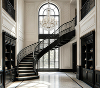 Rampe d'escalier en laiton plaqué or haut de gamme, rampe en cuivre et aluminium, luxe sur mesure pour villa