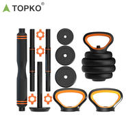 Ensemble d'haltères multifonction TOPKO 6 en 1, 40 kg, réglable, barre multifonction, kettlebell pour la musculation à domicile