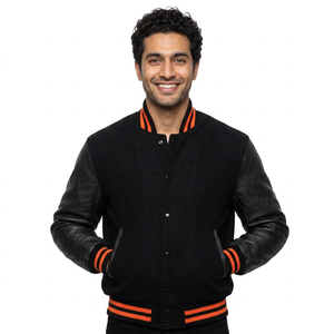 Wholesale Custom Cheap Letterman Varsity <b>Jackets</b> with Genuine <b>White</b> Cow Leather Sleeves CollegeBaseballjacket for <b>men</b> - Product Image 1