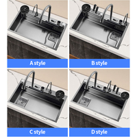 750*450mm acier inoxydable 2 boutons cascade robinet Ss201 et Ss304 avec évier de cuisine Drainage évier de cuisine