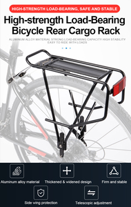 KONGH672/H673 Aluminium Alloy Fiets Achterdrager 27KG Fiets Fietsentasdrager Zwart Brede Smalle Versie voor Mountainbike en Racefietsen - Product Image 2