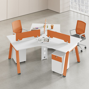 Poste de travail de <span class=keywords><strong>bureau</strong></span> modulaire personnalisable à 120 degrés, table informatique en nid d'abeille extensible pour 3 à 6 personnes pour le personnel - Product Image 4