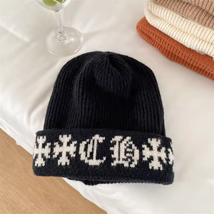 Nouveau bonnet en tricot chaud d'hiver, motif jacquard, chapeaux en laine pour femmes, bonnets décontractés à tête large pour hommes - Product Image 3