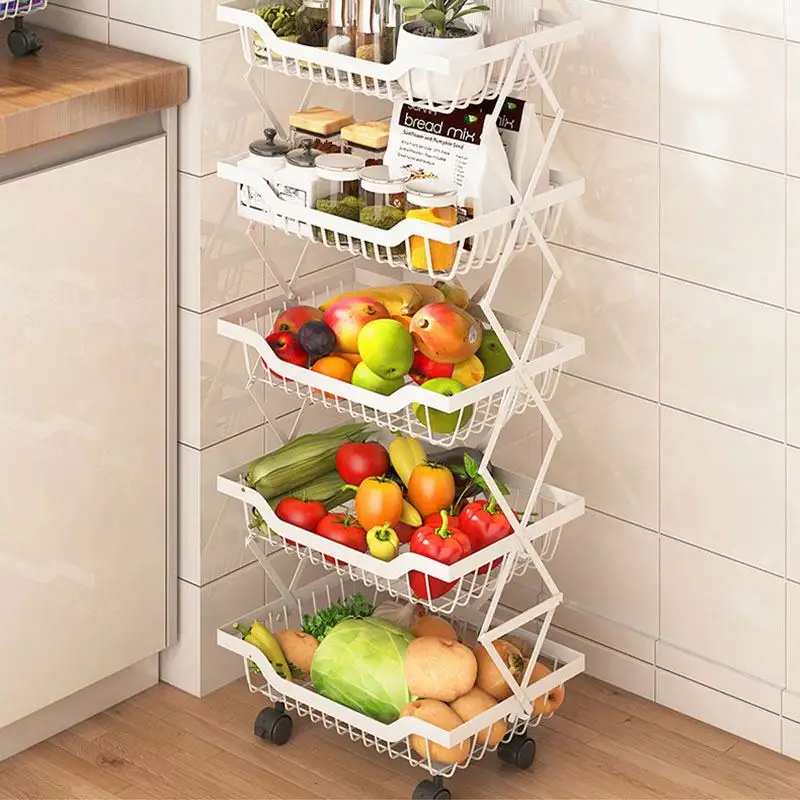 Good Quality Household Kitchen Supplies Storage Racks, Multi Floor Kitchen Shelf Fruit And Vegetable Baskets