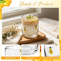 Verres à jus/cocktail/old fashioned en verre soufflé à la main OrtusHome 14 onces avec motif abeille |   Design esthétique, compatible lave-vaisselle, pour femmes