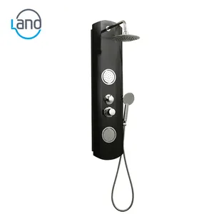 Lano Luxury Black Bathroom Massage Shower Panel modern shower panel system wall mounted dual handle bathroom rain shower