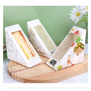 Boîte d'emballage en papier pour sandwich <span class=keywords><strong>boulangerie</strong></span> Donunt pique-nique camping jetable personnalisé à emporter de qualité alimentaire - Product Image 2