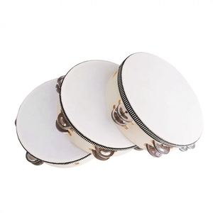 Wholesale Natural Wood Double Row Tambourine <b>Drum</b> With Black White Ribbon Edge Orff Percussion Instrument For Teaching - Product Image 1