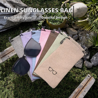 Pochette pour lunettes de soleil et lunettes de vue en jute écologique multicolore personnalisable avec logo imprimé à l'écran, impression numérique et gaufrage