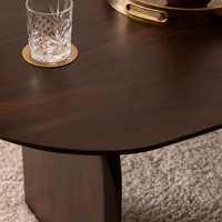 Design minimaliste Vintage grande dalle de bois marron finition centre thé table basse ovale en bois rustique