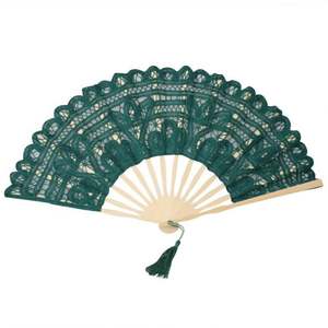 Éventail pliant artisanal de 23 cm en bambou, personnalisé pour mariage, mariée, avec dentelle espagnole brodée, motif ange, fleur, amour, portable - Product Image 3