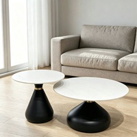 Table basse de luxe en fer forgé avec plateau en pierre, design moderne et minimaliste, mobilier de maison pour petits espaces, vie créative