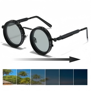 Lunettes de soleil polarisées rondes avec filtre ND intégré, lentille UV400, luminosité réglable et <span class=keywords><strong>l</strong></span>égères pour les activités de plein air - Product Image 1
