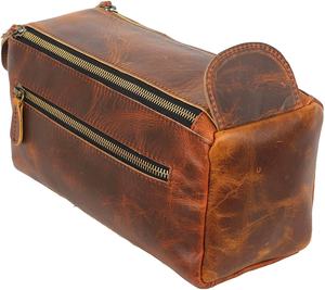 Genuine Leather <b>Toiletry</b> <b>Bag</b> For Men And Women Stylish Durable <b>Travel</b> Dopp Kit With Multiple Compartments Premium Soft - Product Image 2