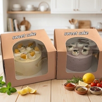 Boîte à gâteau jetable personnalisée en carton recyclable pliable pour mariage, anniversaire, fête, avec fenêtre