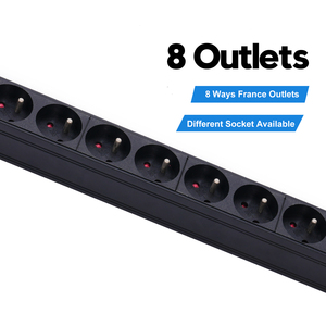 Service OEM, unité de distribution d'alimentation 19'' 1U 8 voies, bande de distribution d'alimentation pour serveur en rack français, avec protection contre les surcharges et les surtensions, CE RoHS - Product Image 4