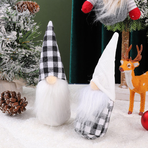 Decoraciones navideñas: Figura <span class=keywords><strong>de</strong></span> Hombre del Bosque a cuadros en blanco y negro, muñeco sin rostro <span class=keywords><strong>de</strong></span> Papá Noel, duende - Product Image 3