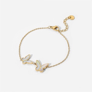 Simple O Link Chain <b>Bracelets</b> Stainless Steel Gold Plated Women butterfly <b>Shell</b> <b>Bracelet</b> Jewelry - Product Image 1
