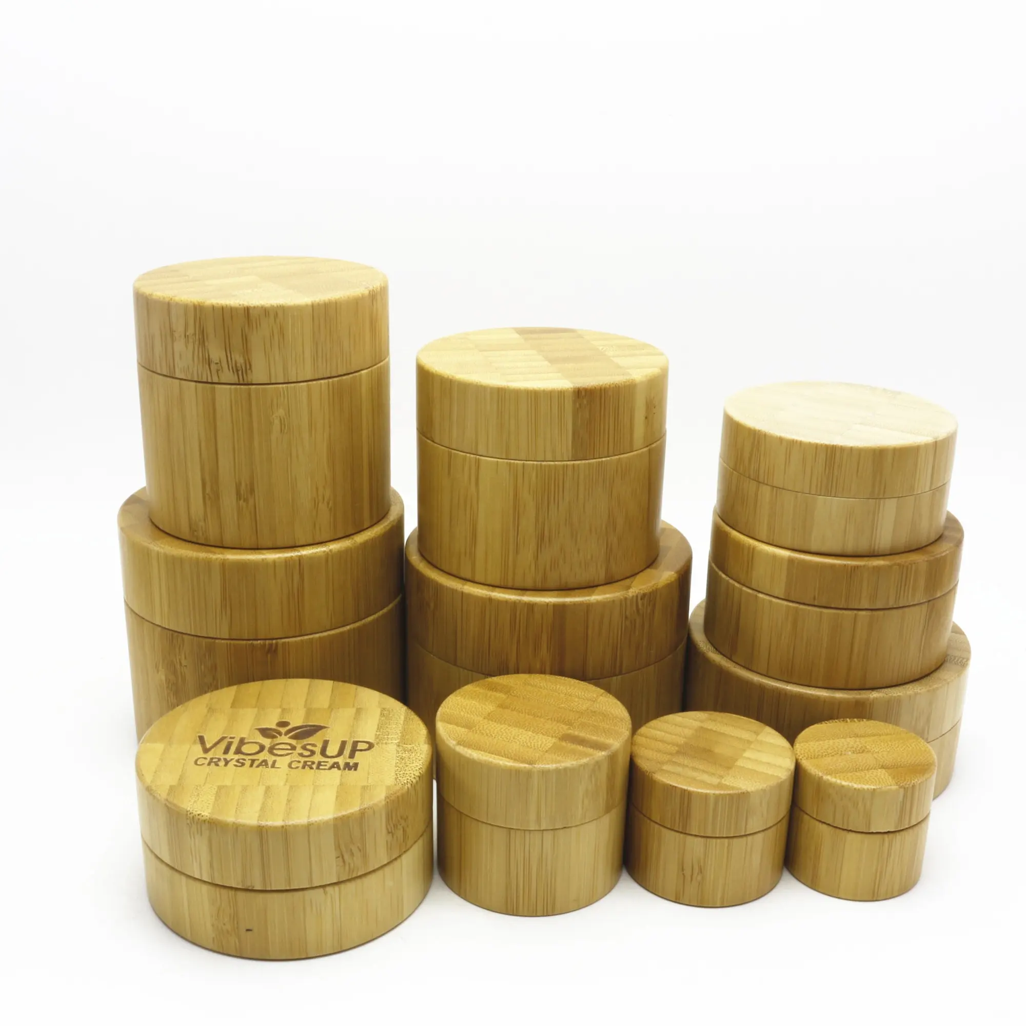 Mooie Cosmetische Bamboe Potten En Flessen En Houten Kisten Met Bamboe Deksel Die Bamboe Grondstoffen BJ-888K