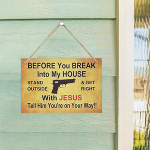 En stock américain en bois <span class=keywords><strong>humour</strong></span> avertissement Slogan liste créatif plaque de porte bar boutique décorations en bois carte de visite - Product Image 1