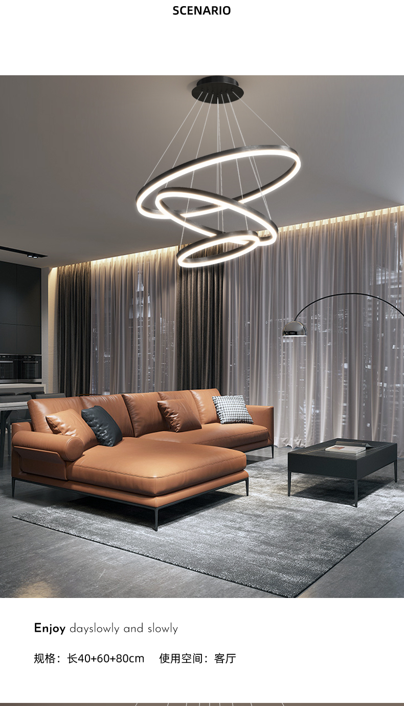 Modern Contemporary Minimalist Luxury Circle Globe Gold Ring Dining Room Ceiling Hanging Black LED Chandeliers Pendant Lights