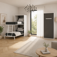 Lit superposé vertical moderne pliable, système de lit mural dissimulé, lit superposé gain de place avec armoire pour petite chambre d'appartement