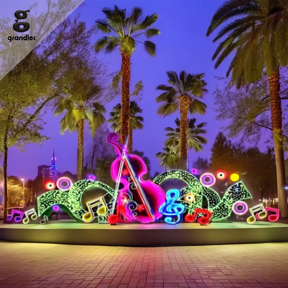 Commercial Park Street LED 3D Global Musical Instruments Guitar Outdoor Decorative Motif Light