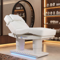 Lit de Beauté Électrique 4 Moteurs Chauffant Réglable, Table de Traitement Facial avec Pédale de Contrôle, Équipement Professionnel pour Spa, Massage et Salon de Cils