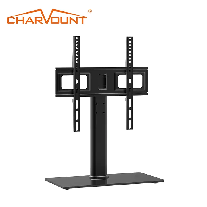 Professional supply adjustable + / - 30 degrees swivel tv desk mount glass base computer monitor mount