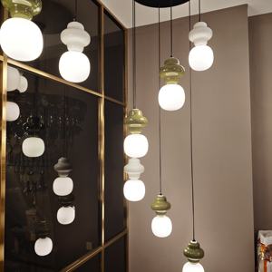 Lampadario a Forma di Zucca in Ceramica, Lampada a Sospensione Moderna e Organica con Ceramica Smaltata a Mano per Ristoranti, Enoteca, Lobby - Product Image 1