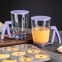 Dispensador de masa para panqueques con mango de compresión y marcas de medición para panqueques, crepes y cupcakes, herramienta para hornear