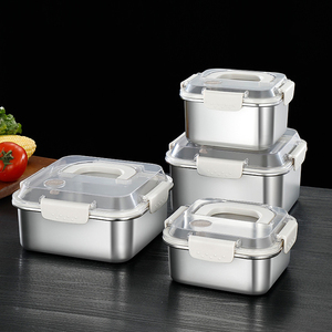 冷凍庫で安全なステンレス鋼のスナックサラダランチお弁当箱サンドイッチ食品ミール収納容器蓋付き - Product Image 1