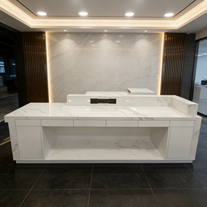 Mostrador de Recepción Moderno de Mármol Cuadrado Acanalado, Marca OEM <span class=keywords><strong>SM</strong></span>, de Lujo, para Hotel u Oficina, Ecológico, Resistente al Fuego y al Agua - Product Image 1