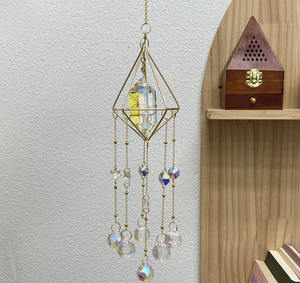 Venda quente dupla apontou cristal coluna <span class=keywords><strong>suncatcher</strong></span> ar quadro vento carrilhão pingentes artesanato decoração home sol catcher - Product Image 5