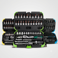 Juego de Llaves de Trinquete Profesional de 53 Piezas, de Acero al Cromo Vanadio Verde y Negro, con Estuche de Almacenamiento OEM, Universal para Mecánicos, Reparación de Automóviles y Talleres