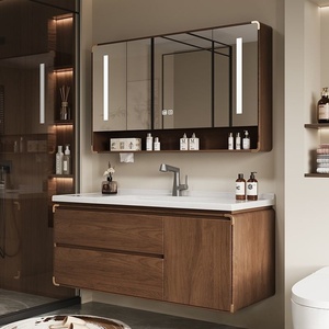 New Chinese Style MDF Ceramic Integrated Basin Intelligent Defogging <b>Mirror</b> Wall-mounted Water Resistant Bathroom Cabinet - Product Image 3