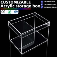 Boîte de rangement en acrylique transparente personnalisée avec couvercle, carrée, anti-poussière, pour emballage cadeau, directement de l'usine