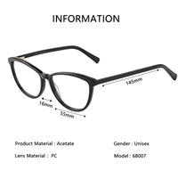 Lunettes de vue œil-de-chat en acétate pour femmes, monture complète 55 mm, légères, élégantes, personnalisables OEM/ODM, avec logo sur mesure