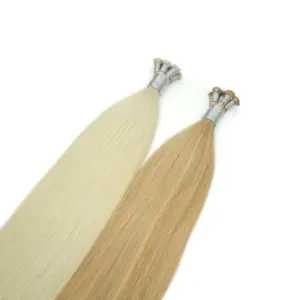 2024Latest 100g Genius Weft Knitted Light Golden Natural Human Hair Extensions Dual Wave 100cm Remy Hair Grade Straight Style UK
