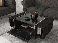 Meja Kopi Modern Veyron Desain Mewah Eksklusif dari Dekorister Chipboard, Marmer Rebab untuk Ruang Tamu, Garansi 2 Tahun, Terbaik dari Turki