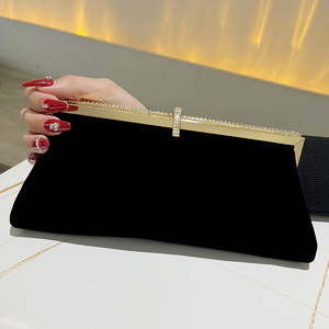 Autumn Winter New Velvet Clutch Bag Celebrity Evening Bag Diamond-encrusted Gift Bag Banquet Bag Elegant All-match Fish Hook - Product Image 3