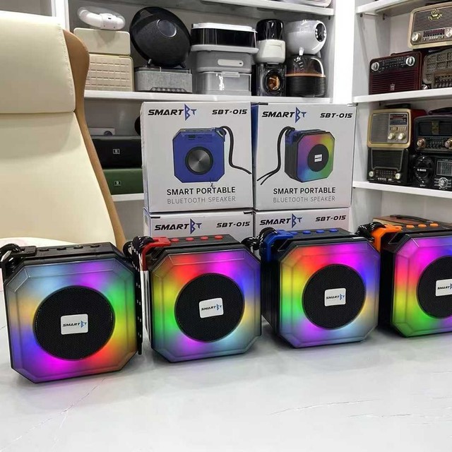 Portable Mini Wireless for BT Speaker RGB LED Lighting Smart Mobile App Remote Control Audio Phone Holder Stand Plastic