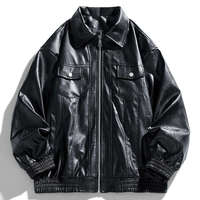 Veste en cuir PU pour homme, nouvelle collection automne, col montant, fermeture éclair sur le devant, qualité supérieure