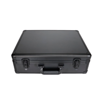 Grande valise de transport en aluminium noir vide de grande capacité avec mousse alvéolée, boîte à outils portable et durable en aluminium pour équipements et instruments