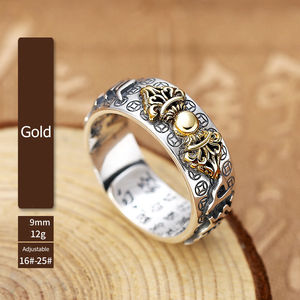 Vente en gros bon marché <span class=keywords><strong>Pixiu</strong></span> breloques Feng Shui bague en agate rouge amulette richesse porte-bonheur ouvert bague réglable bague bijoux bouddhiste - Product Image 5