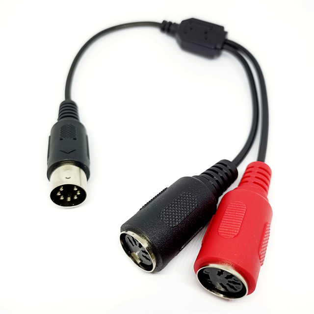DIN 7-Pin Splitter Y Adapter to MIDI 5 Pin Male to Dual 2 X DIN-5 MIDI Cable