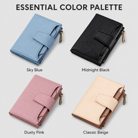 Dompet Wanita Motif Logo Kustom Minimalis Kulit Anti RFID Tempat Kartu Kredit Wanita Lipat Dua Kantong Uang Resleting Kantong Koin