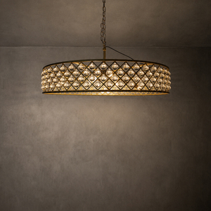 Lámpara colgante de cristal circular moderna con cadena ajustable, candelabro de anillos para sala de estar, decoración de lujo para el hogar - Product Image 1