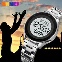 SKMEI 2300 jam tangan Digital, arloji olahraga Digital baja tahan karat dengan kompas Azan desain tahan air sesuai pesanan