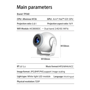 โปรเจคเตอร์พกพาขนาดเล็กพร้อม WiFi 6 ระบบ Android รองรับความละเอียด 1080P และ 8K พร้อมแอปพลิเคชันในตัว ความสว่าง 450 ANSI ลูเมนส์ สำหรับใช้งานกลางแจ้ง/ในบ้าน โปรเจคเตอร์ไร้สาย - Product Image 6